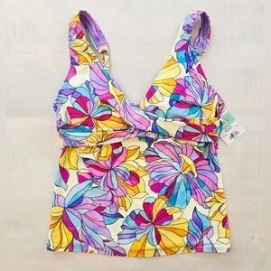 SUNSETS Multi-Color Tankini Swim Top with Underwire, 36D/38C, NWT